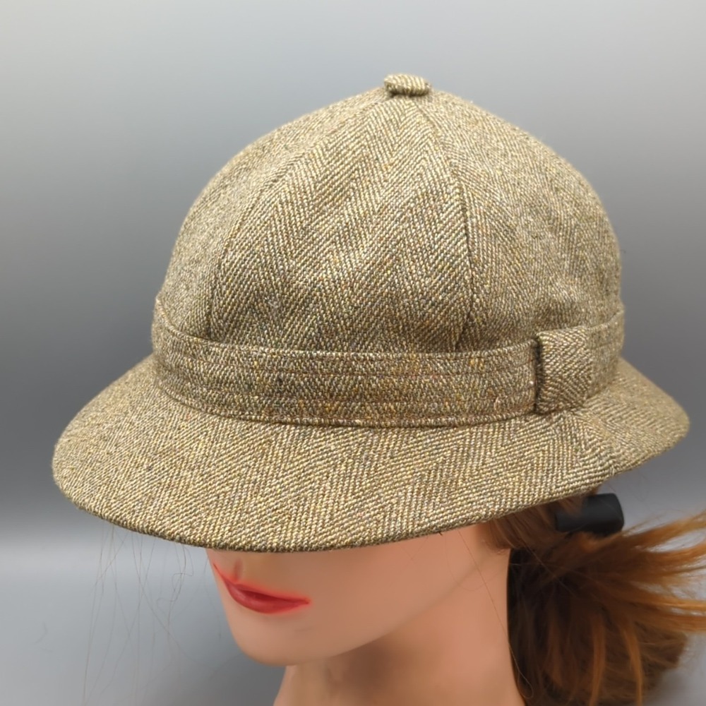Vintage Mybro Tweed Wool Bucket Style Hat Cap w/ Hard Brim Size 7 (57 cm)
